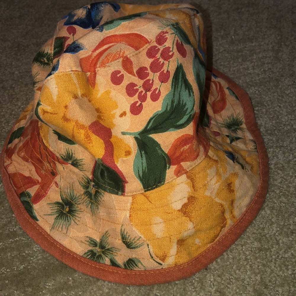 Vintage 1990’s April Cornell flower fabric hat boho anthropology